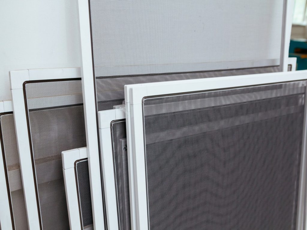 Freshly rescreened window screen